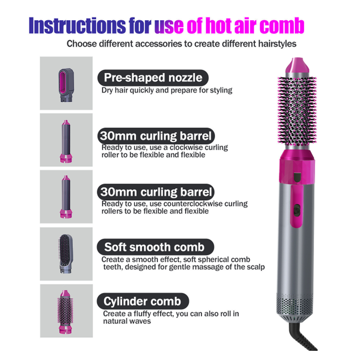 Hot Air Brush (5-in-1)فرشاة الهواء الساخن